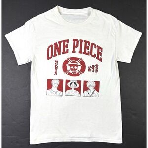 One Piece T-Shirt Men's Small White Short Sleeve Manga Anime Luffy Zoro Sanji
